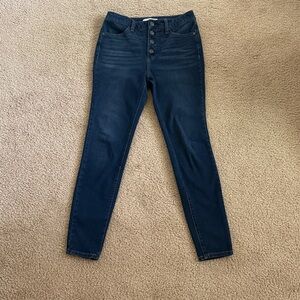 LC Lauren Conrad Dark Blue 4-Button Fly Super High Rise Skinny Jeans 4- EUC